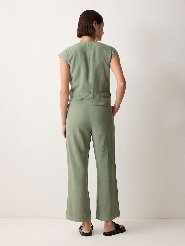 Jigsaw Green Linen Lyocell Jumpsuit - Image 2 of 2