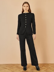 Negro - Yumi Knitted Fitted Button Down Peplum Cardigan - Imagen 2 de 5