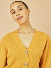 Amarelo - Yumi Relaxed Cardigan Fit com detalhe de costura - Imagem 3 de 4