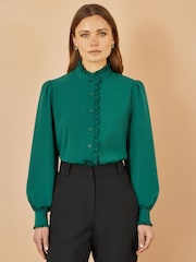 Yumi Green Frill High Neck Shirt - Image 1 of 5