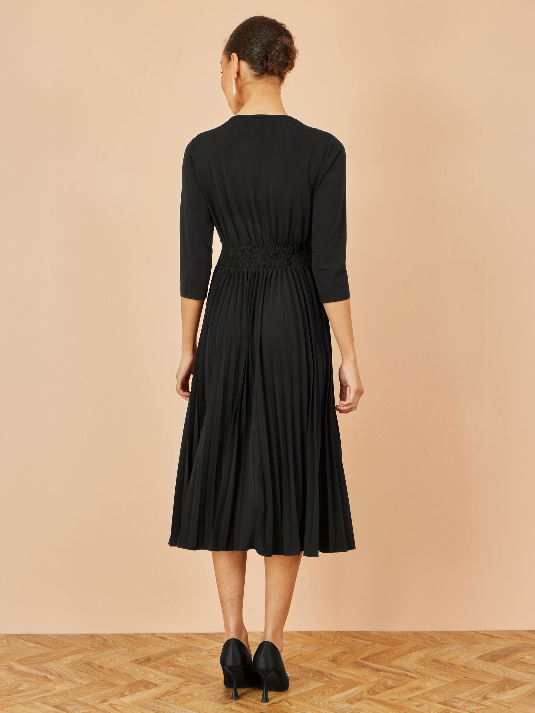 Buy Yumi Black Jersey Knot Waist Pleated Midi Dress from Next USA