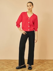 Vermelho - Yumi Relaxed Cardigan Fit com detalhe de costura - Imagem 2 de 4