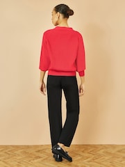 Vermelho - Yumi Relaxed Cardigan Fit com detalhe de costura - Imagem 4 de 4