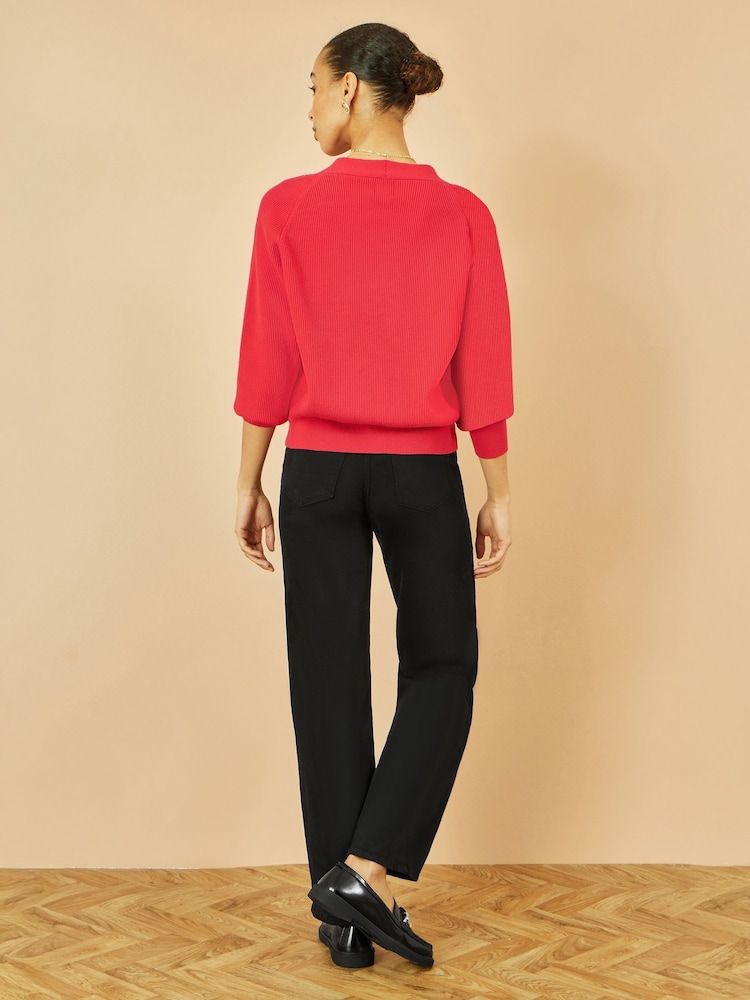 Vermelho - Yumi Relaxed Cardigan Fit com detalhe de costura - Imagem 4 de 4