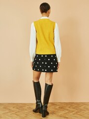 Yumi Yellow Cable Knit Sleeveless Jumper - Image 4 of 5