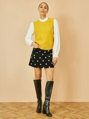 Yumi Yellow Cable Knit Sleeveless Jumper - Image 5 of 5