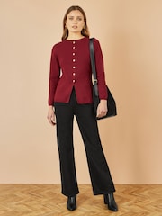 Rojo - Yumi Knitted Fitted Button Down Peplum Cardigan - Imagen 2 de 4