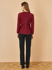 Rojo - Yumi Knitted Fitted Button Down Peplum Cardigan - Imagen 4 de 4