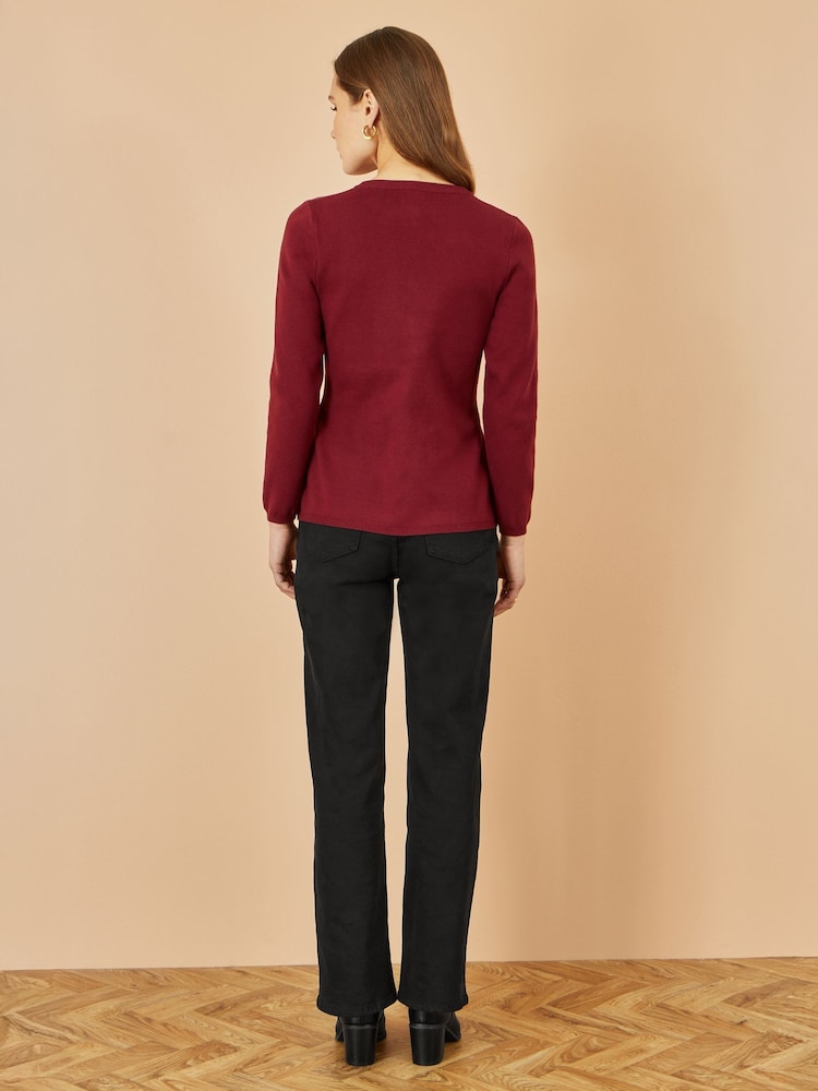 Rojo - Yumi Knitted Fitted Button Down Peplum Cardigan - Imagen 4 de 4