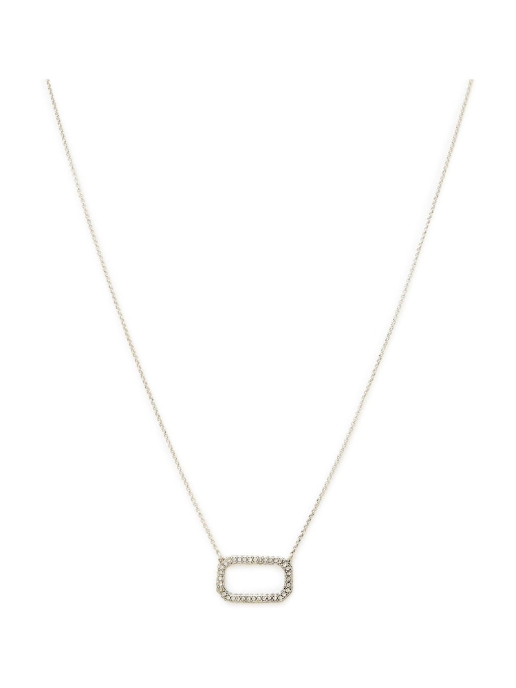AllSaints Silver Tone Stone Hexagon Pendant Necklace - Image 1 of 5