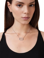 AllSaints Silver Tone Stone Hexagon Pendant Necklace - Image 5 of 5