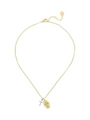 AllSaints Gold Tone Cross Duo Pendant Necklace - Image 1 of 4
