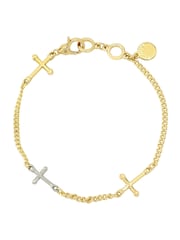 AllSaints Gold Tone Cross Chain Link Bracelet - Image 1 of 3