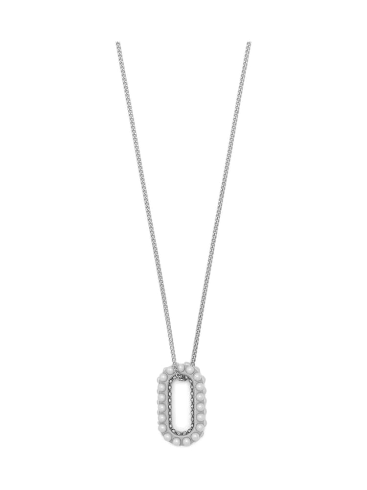 AllSaints Silver Tone Pearl Halo Pendant Necklace - Image 2 of 5