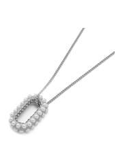 AllSaints Silver Tone Pearl Halo Pendant Necklace - Image 4 of 5