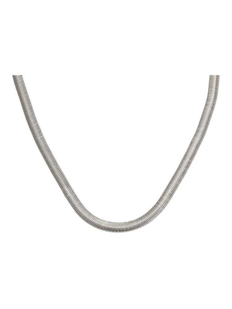 AllSaints Silver Tone Snake Chain Collar Necklace - Image 2 of 4