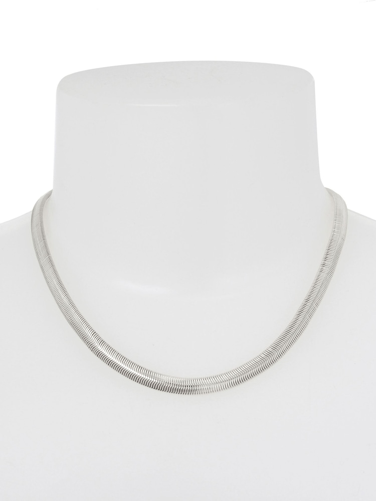 AllSaints Silver Tone Snake Chain Collar Necklace - Image 4 of 4
