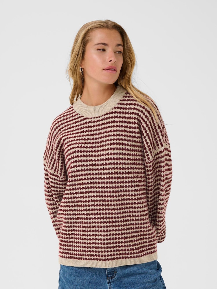 Kaffe Red Kaellery Striped Pullover Jumper - Image 1 of 6 Kaffe Red Kaellery Striped Pullover Jumper - Image 1 of 6