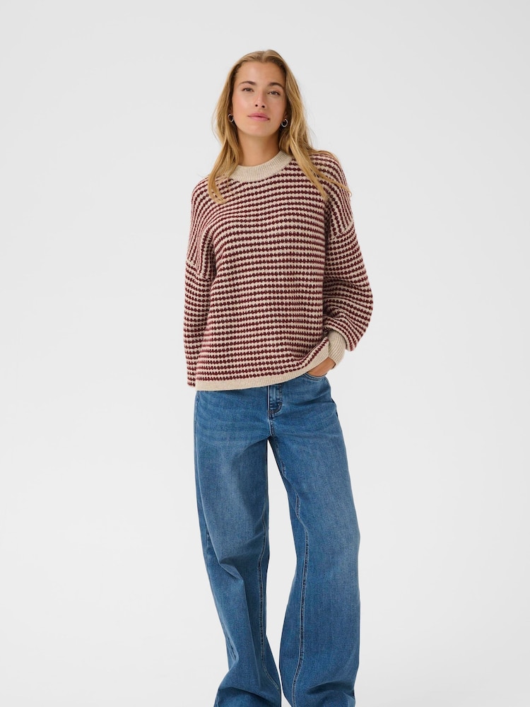Kaffe Red Kaellery Striped Pullover Jumper - Image 2 of 6 Kaffe Red Kaellery Striped Pullover Jumper - Image 2 of 6