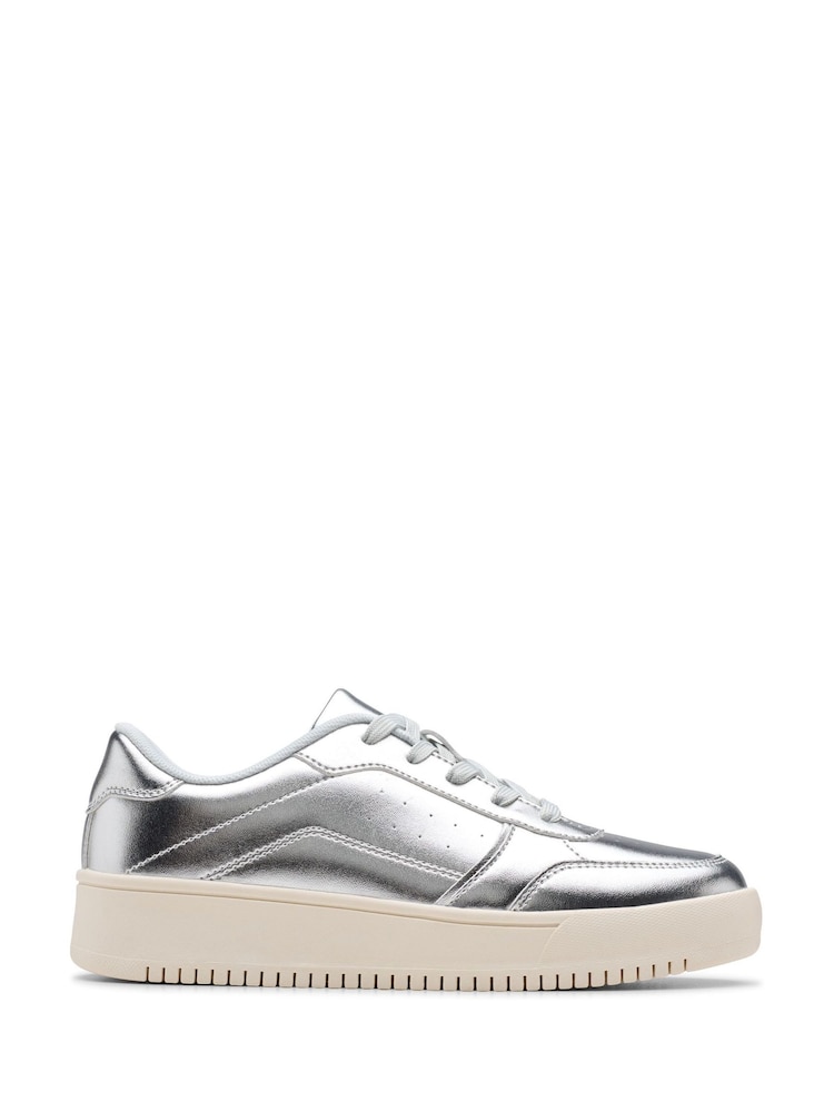Clarks Silver Barley Step Youth Trainers - Image 1 of 6