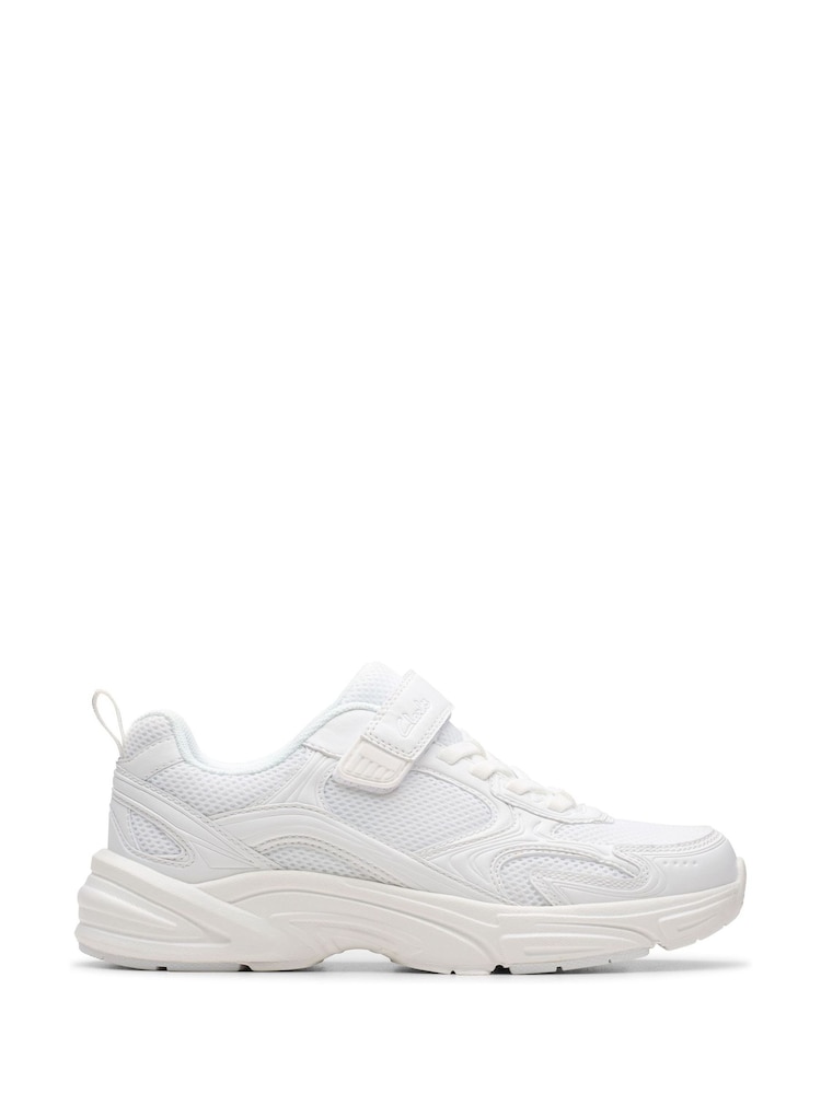 Clarks White Crafton Move Kids Shoes - Image 1 of 6
