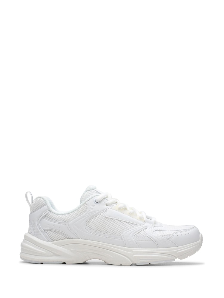 Clarks White Crafton Move Youth Shoes - Image 1 of 6