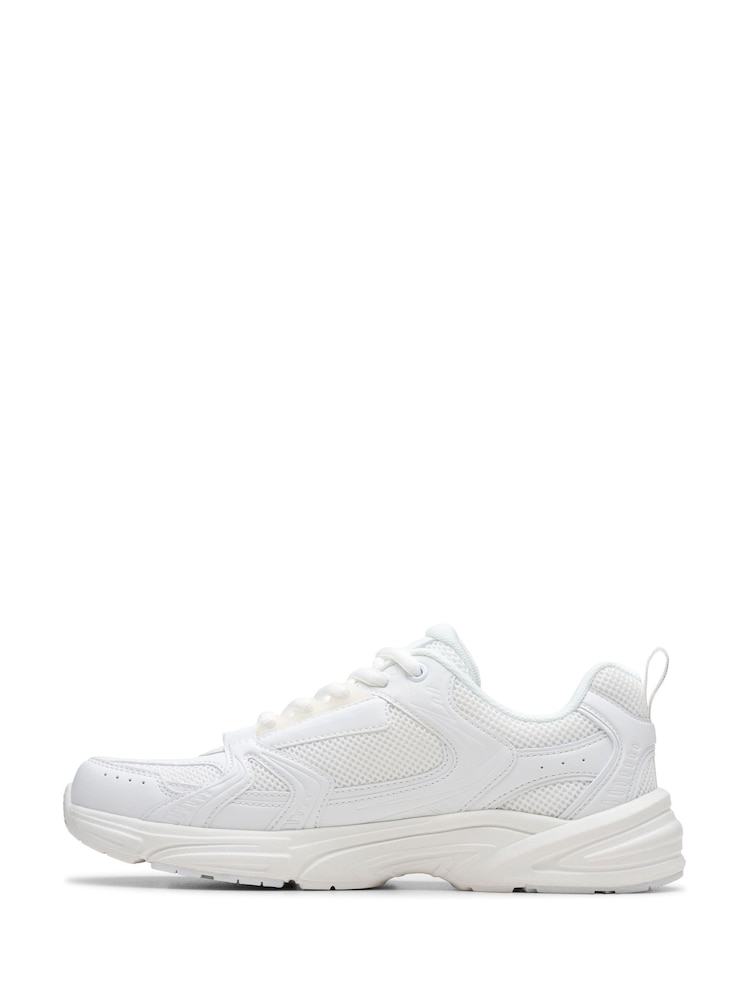 Clarks White Crafton Move Youth Shoes - Image 2 of 6
