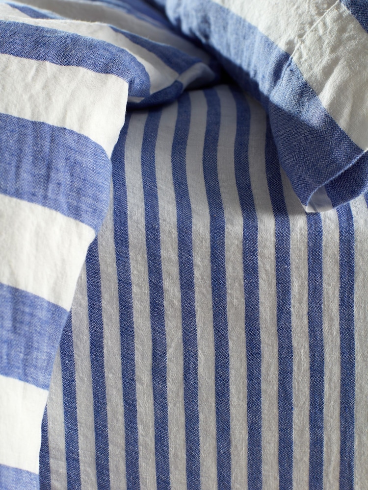 Secret Linen Store Cobalt Blue Cora 100% Linen Fitted Sheet - Image 2 of 3 Secret Linen Store Cobalt Blue Cora 100% Linen Fitted Sheet - Image 2 of 3