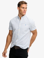Gestreift, Strand, Blau - Superdry Preppy Oxford Kurzarmhemd - Bild 7 von 10