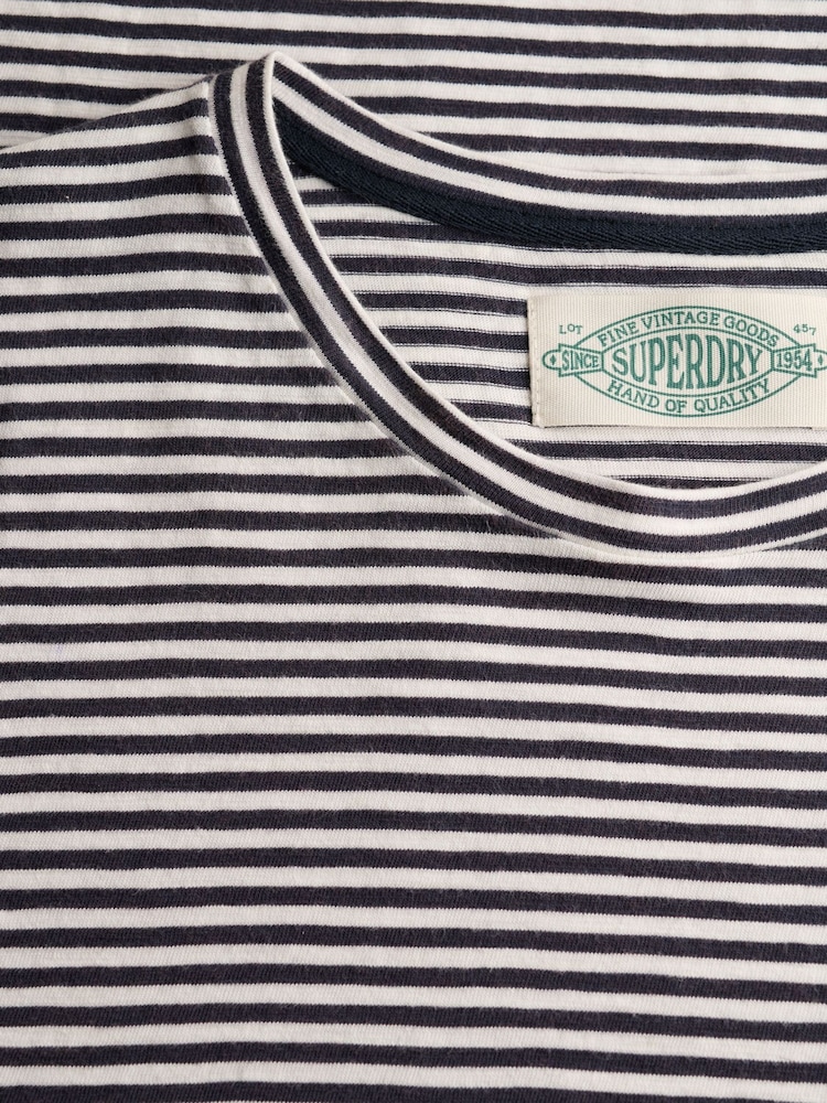 Superdry Blue Classic Essential Stripe T-Shirt - Image 7 of 7 Superdry Blue Classic Essential Stripe T-Shirt - Image 7 of 7