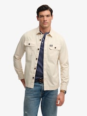 Superdry Cream 2 Pocket Overshirt - Image 3 of 6
