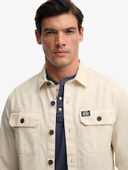 Superdry Cream 2 Pocket Overshirt - Image 4 of 6