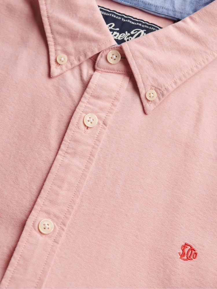 Superdry Salmon Pink Essentials Oxford Shirt - Image 8 of 8 Superdry Salmon Pink Essentials Oxford Shirt - Image 8 of 8