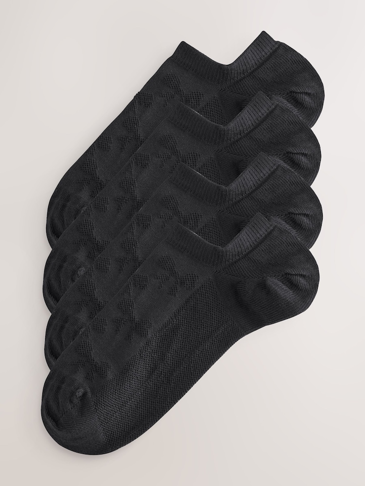 Black Bow Texture Trainer Socks 4 Pack - Image 1 of 4 Black Bow Texture Trainer Socks 4 Pack - Image 1 of 4