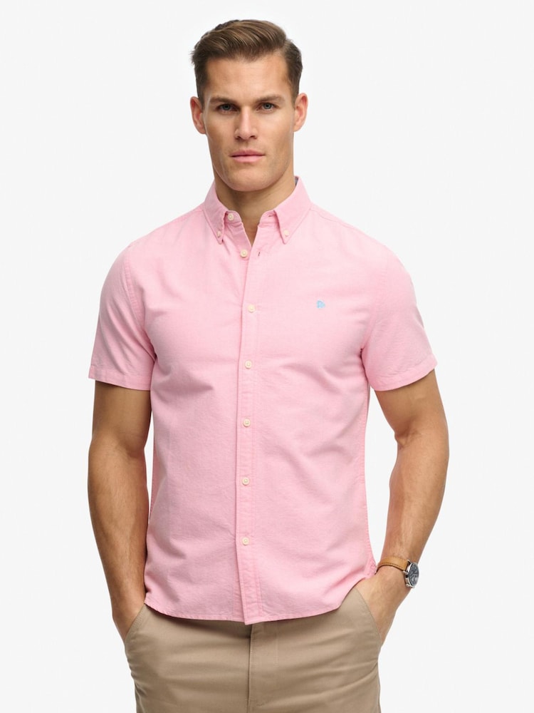 Superdry Pink Preppy Oxford Short Sleeve Shirt - Image 1 of 6