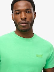 Superdry Green Essential Logo Embroidered Neon T-Shirt - Image 4 of 6