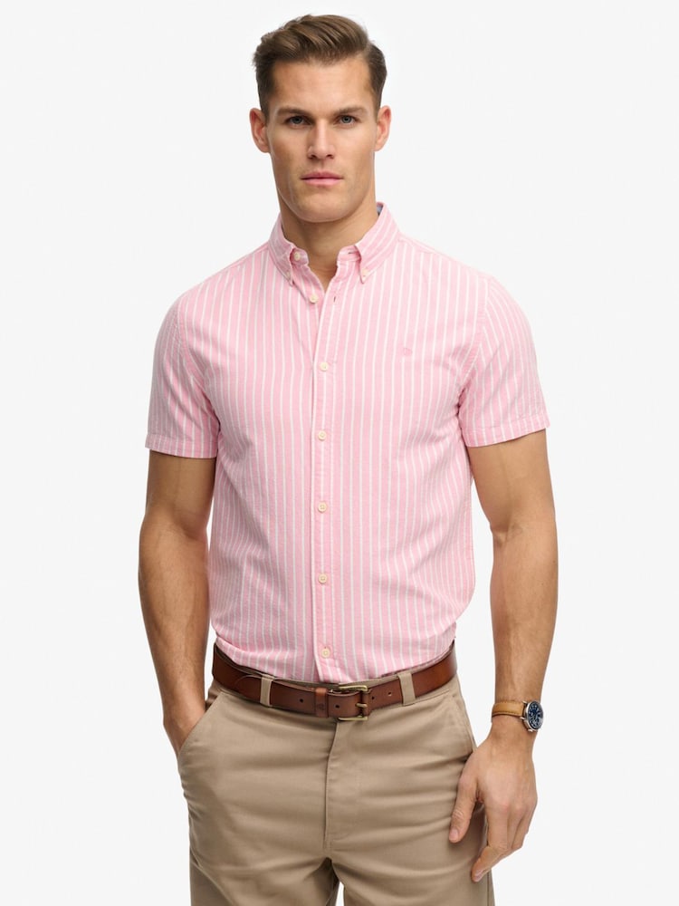 Superdry Pink Preppy Oxford Short Sleeve Shirt - Image 1 of 5