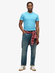 Superdry Blue Essential Logo Embroidered Neon T-Shirt - Image 3 of 6