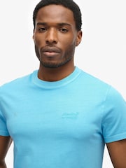 Superdry Blue Essential Logo Embroidered Neon T-Shirt - Image 4 of 6