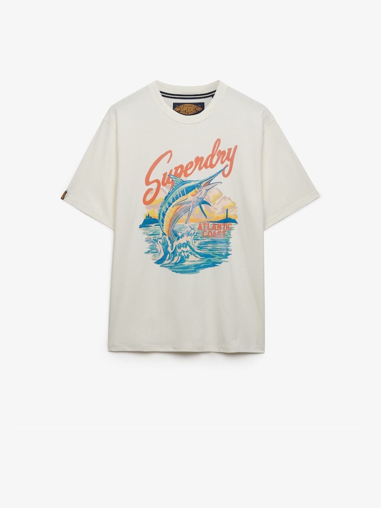 Superdry White Maritime Loose T-Shirt - Image 1 of 2