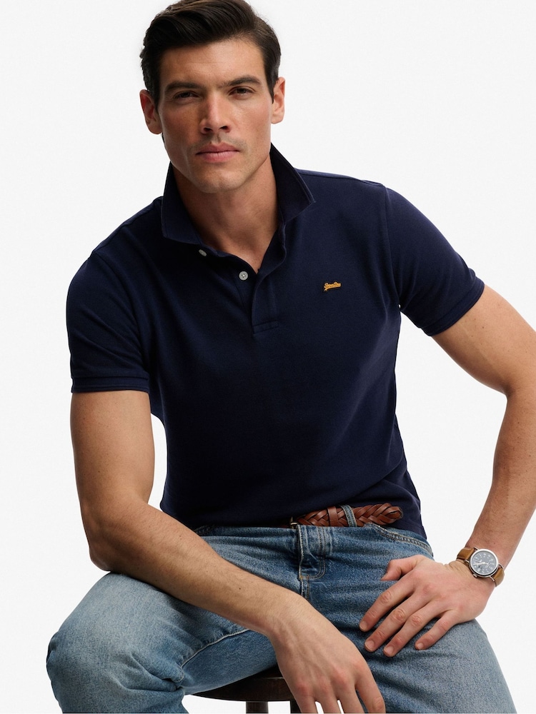 Superdry Blue Classic Pique Polo Shirt - Image 5 of 5