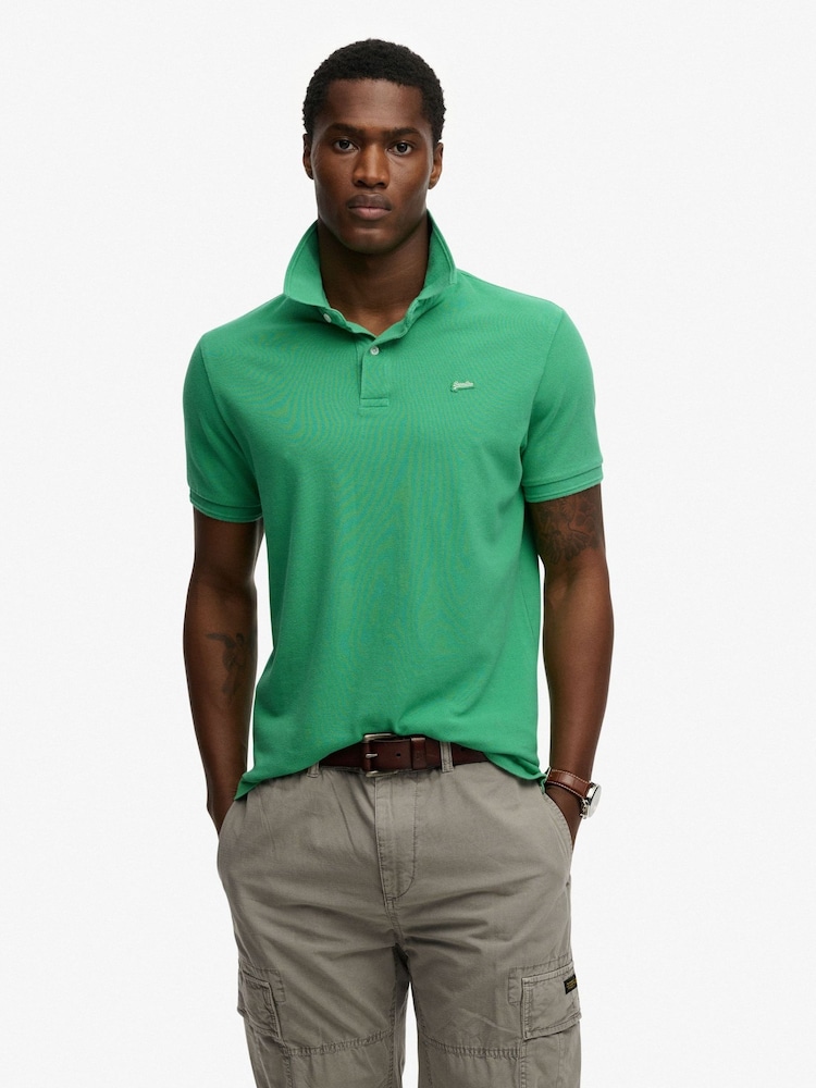 Superdry Green Classic Pique Polo Shirt - Image 1 of 6