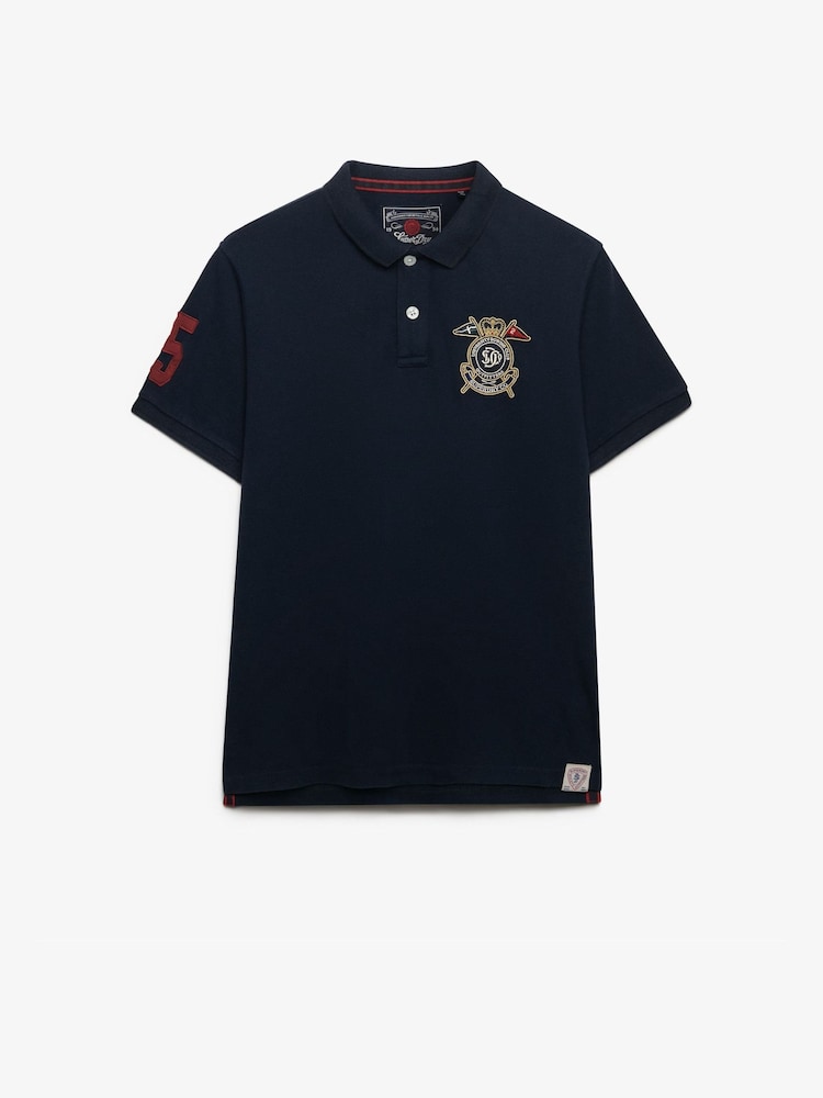 Superdry Blue Crest Polo Shirt - Image 1 of 2
