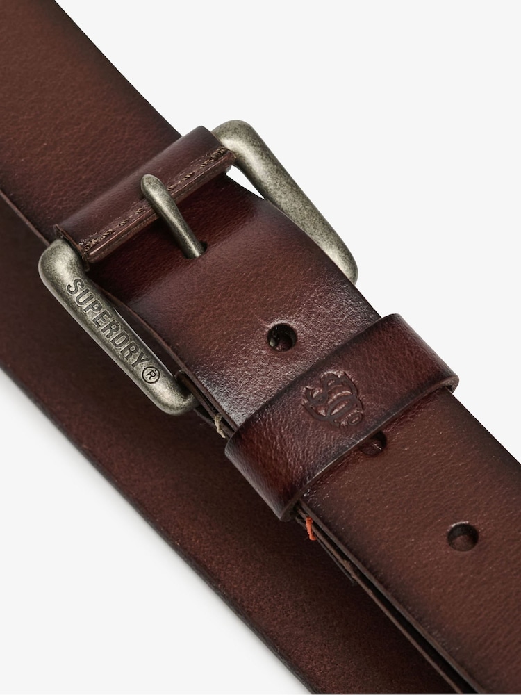 Superdry Brown Classic Leather Belt - Image 3 of 3