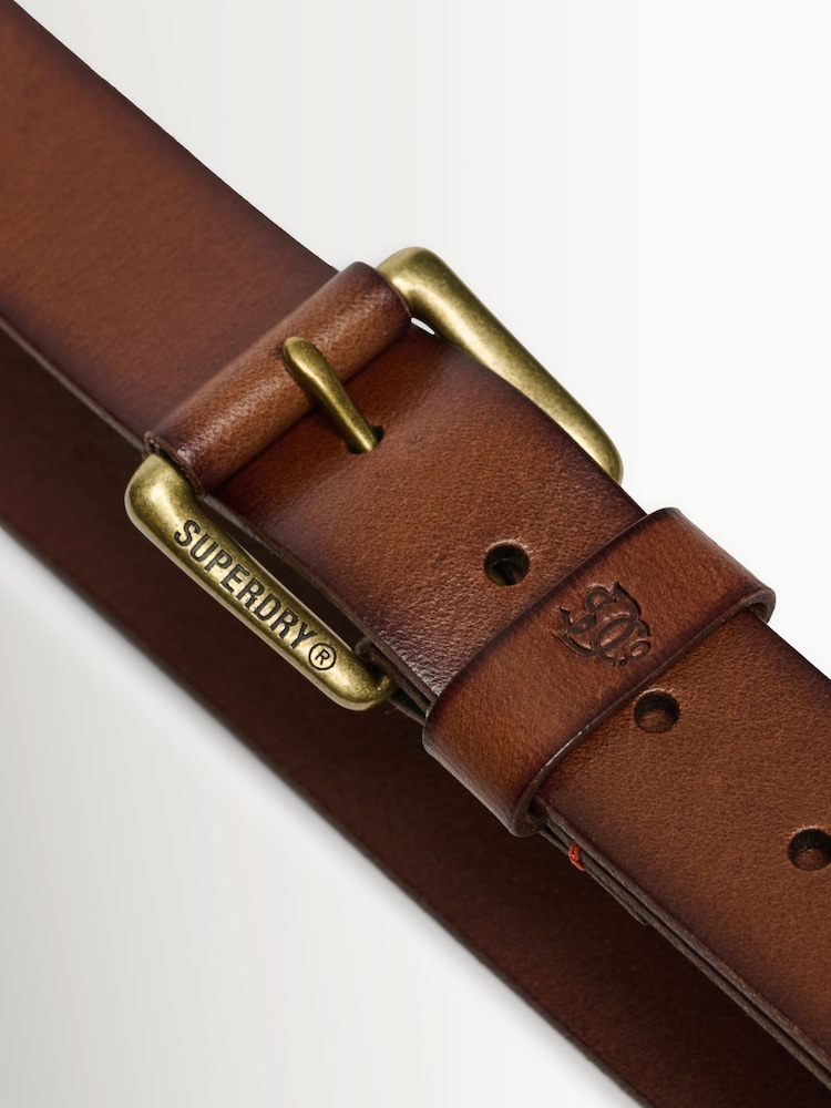 Superdry Brown Classic Leather Belt - Image 4 of 4