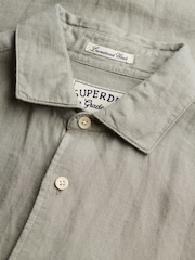 Verde - Superdry Riviera Long Sleeve Linen Shirt - Imagen 10 de 10