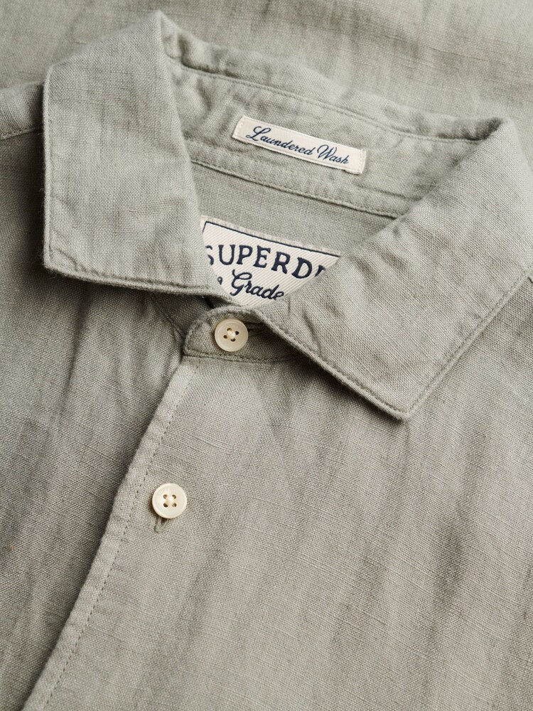 Verde - Superdry Riviera Long Sleeve Linen Shirt - Imagen 10 de 10