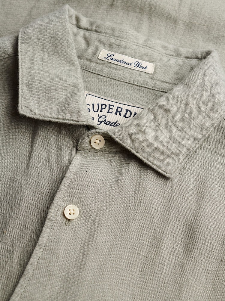 Superdry Green Riviera Long Sleeve Shirt - Image 6 of 6