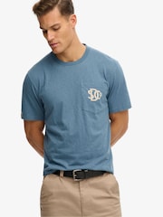 Bleu - T-shirt Superdry Merchant Graphic Pocket - Image 3 de 6