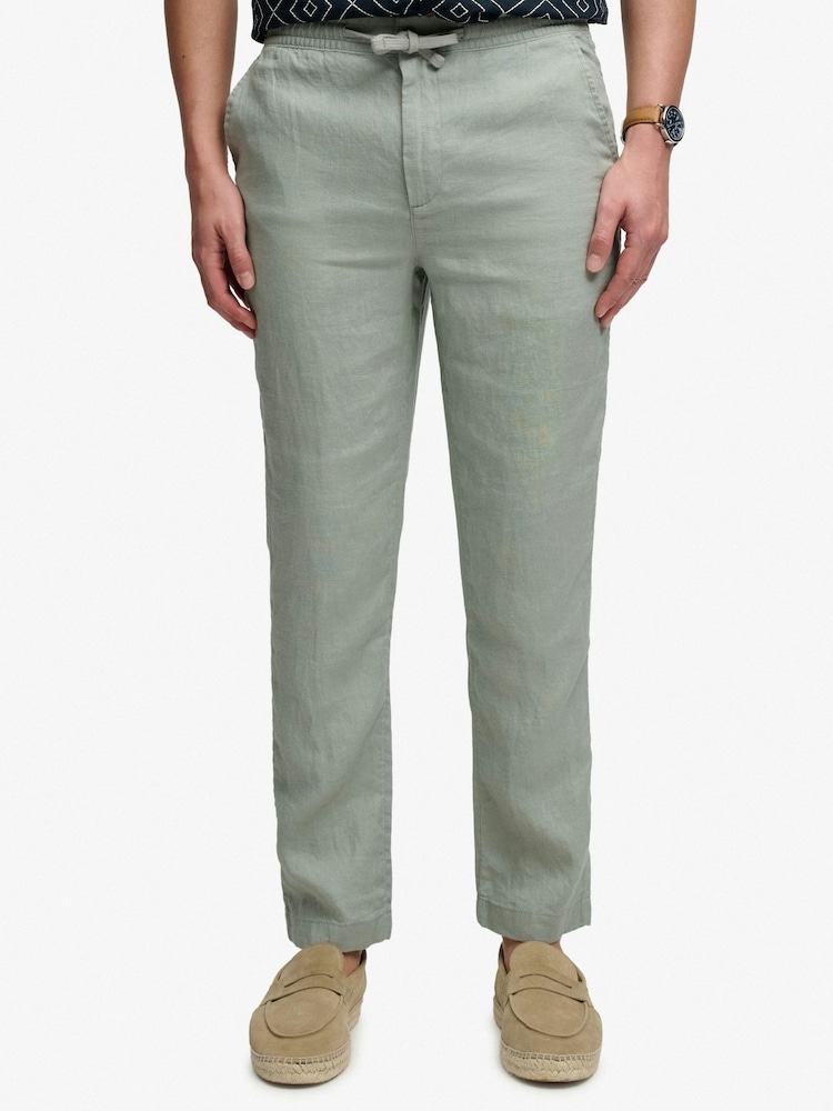 Superdry Green Merchant Linen Pant - Image 1 of 6